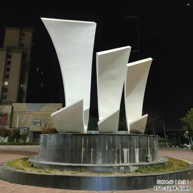 公園帆船雕塑，噴砂發光雕塑，鍛造工藝