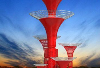 傘狀地標雕塑，鏤空不銹鋼標識雕塑