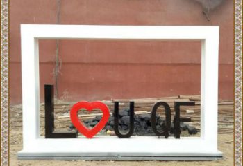 字母宣傳欄雕塑廠家，字體標識雕塑