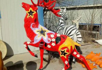 梅花鹿雕塑精品，標識雕塑，小區(qū)玻璃鋼梅花鹿雕塑供給