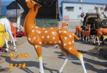 戶外小鹿雕塑制作，彩繪動物雕塑，玻璃鋼景觀雕塑