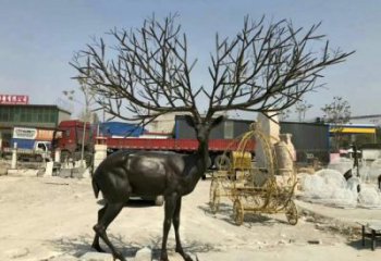 景觀小鹿雕塑觀賞型，廣場系列，仿銅小鹿雕塑優選