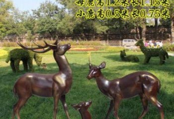 景觀小鹿雕塑選用，景區案例，純銅仿古雕塑制造商