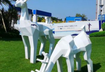 廣場小鹿雕塑制造商，小區擺件，白鋼抽象小鹿雕塑