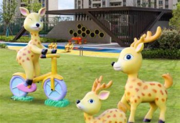 景觀小鹿雕塑定做，廣場雕塑，室外卡通小鹿雕塑提供