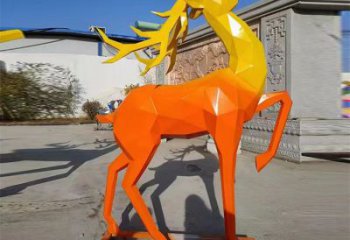 景觀小鹿雕塑承接，景區(qū)案例，公園烤漆小鹿雕塑定制