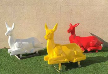 景觀小鹿雕塑精選，陸地擺件，公園烤漆小鹿雕塑精品