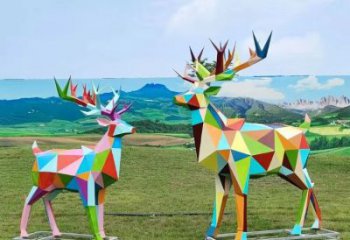 藝術小鹿雕塑觀賞型，街景小品，烤漆小鹿雕塑常用