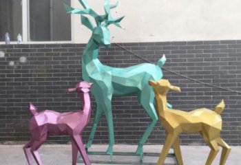主題小鹿雕塑優選，多彩藝術，抽象烤漆小鹿雕塑選用
