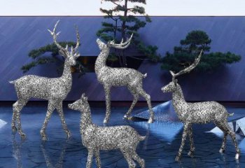 梅花鹿雕塑工廠，城市裝飾，景觀鏤空梅花鹿雕塑供給