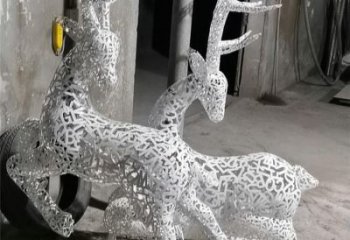 校園廣場梅花鹿雕塑訂做，城市雕塑，景觀鏤空梅花鹿雕塑工程