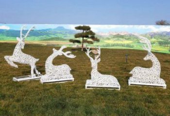 大型小鹿雕塑常用，戶外擺放，鏤空小鹿雕塑展示專供