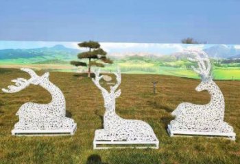 小鹿雕塑觀賞型，公園小品，景觀鏤空小鹿雕塑常用