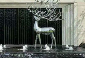 梅花鹿雕塑定制，動(dòng)物風(fēng)格，鏡面梅花鹿雕塑供給