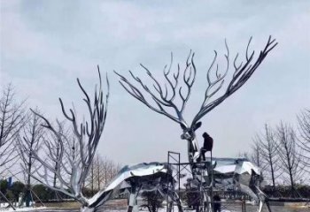 梅花鹿雕塑通用，陸地擺件，鏡面工藝梅花鹿雕塑點(diǎn)擊