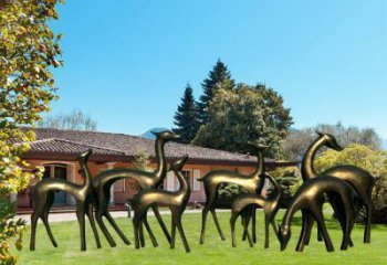 景觀小鹿雕塑預(yù)定，幾何構(gòu)件，抽象銅鹿雕塑選定