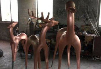 小鹿景觀雕塑常用，酒店擺件，彩色抽象銅鹿雕塑觀賞型