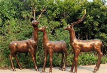 銅小鹿雕塑特供，美陳雕塑，小鹿銅雕塑定制
