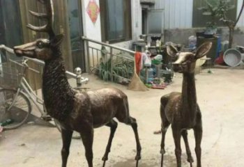 銅鹿雕塑，鑄銅動(dòng)物雕塑