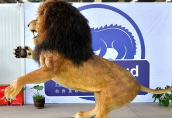 玻璃鋼彩繪仿真獅子雕塑，動物景觀擺件