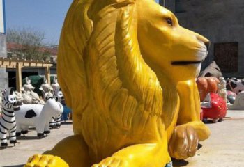 抽象型獅子雕塑，彩繪效果，玻璃鋼材質(zhì)結(jié)構(gòu)