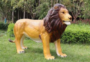 藝術(shù)動(dòng)物雕塑，仿真彩繪工藝，玻璃鋼獅子雕塑廠家