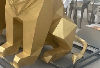 幾何獅子雕塑制造，金屬構件，不銹鋼獅子雕塑提供