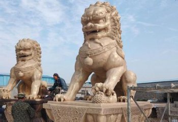 黃銅獅子雕塑常用，動物組合，大型鑄銅蹲獅雕塑定價