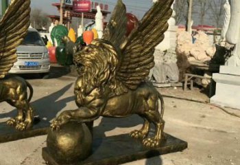 大型獅子雕塑公司，花園小品，飛獅雕塑裝飾提供