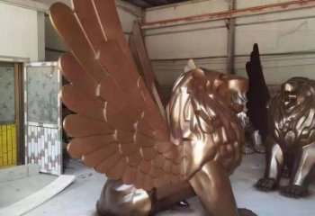 景觀獅子雕塑造型選用，美陳雕塑，抽象飛獅雕塑標準