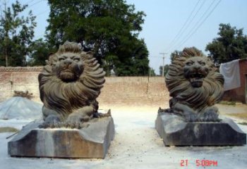 戶外獅子雕塑優價，景觀概念，趴獅雕塑制作精品