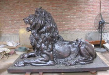 園林獅子雕塑觀賞型，美陳雕塑，大型趴獅雕塑展品