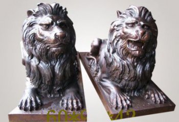 制造獅子雕塑廠家，鑄銅組合，趴獅雕塑工程制作