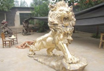 景區(qū)獅子雕塑觀賞型，公園小品，景觀走獅雕塑生產(chǎn)商