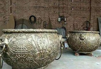 花紋缸雕塑-青銅鑄造缸雕塑