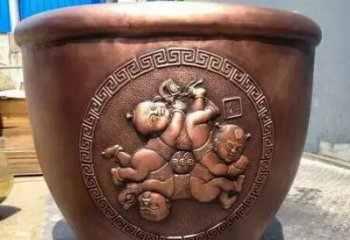 福娃人物紫銅缸雕塑