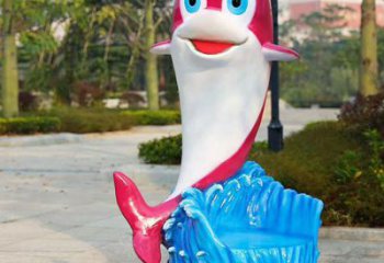 海豚坐凳雕塑，卡通動物雕塑，抽象效果