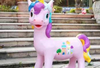 小馬坐凳雕塑，卡通景觀雕塑，動物景觀美陳