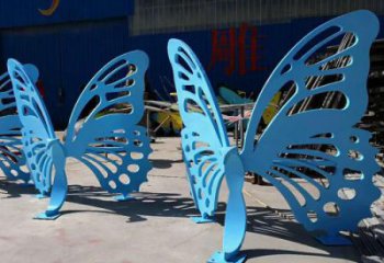 現(xiàn)代藝術(shù)美陳蝴蝶坐凳雕塑，鏤空工藝制作