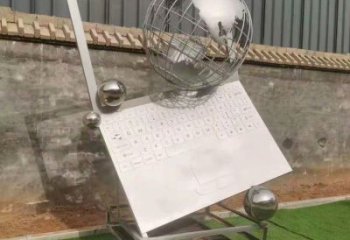 地球儀雕塑訂做，景區雕塑，鏡面筆記本地球儀雕塑廠家