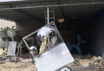 地球儀雕塑通用，街景小品，筆記本地球儀雕塑制造