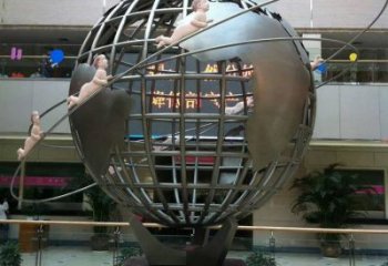 地球儀雕塑精品，景觀概念，現代地球儀人物雕塑通用