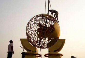 地球儀雕塑觀賞型，標識雕塑，安裝手托地球儀雕塑廠家