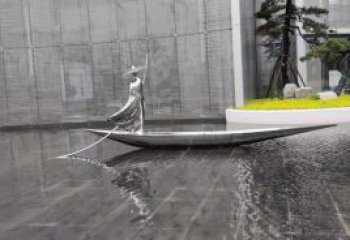 乘船人雕塑預(yù)定，小區(qū)擺件，不銹鋼乘船人雕塑服務(wù)商