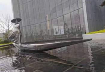 乘船人雕塑展品，標識雕塑，景觀不銹鋼乘船人雕塑選用