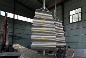 景區帆船雕塑，鍍金歐式雕塑，鐵藝材質