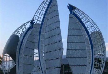 售樓部帆船雕塑，噴砂發光雕塑，烤漆題材