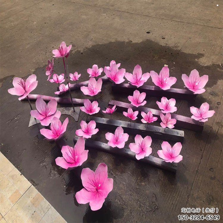桃花雕塑工廠，美陳雕塑，烤漆桃花雕塑標準
