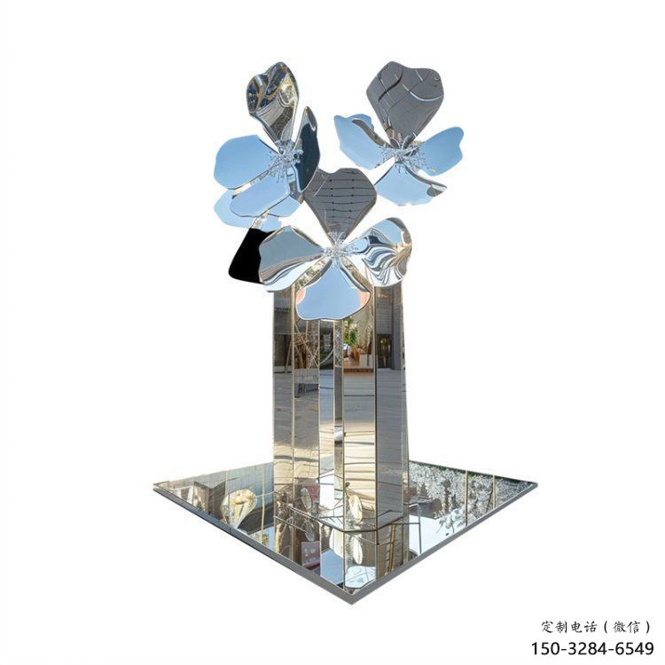 桃花雕塑供應，圓雕體系，不銹鋼桃花雕塑制作廠家