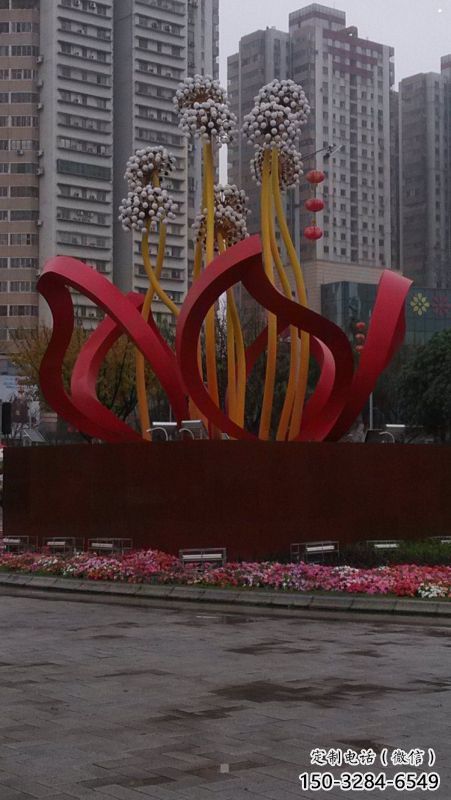 鏤空梧桐花雕塑制造商，景觀雕塑，梧桐花雕塑供給